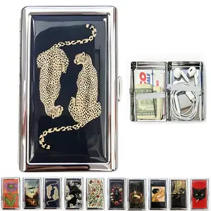 Vintage-Style Metal Wallet for Credit Cards, Easy Snap Closure Vintage Art Deco Versatile Card & Cash Case Multi-Use Hard Shell Holder