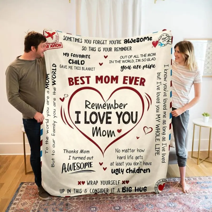 Bedroom Decor Letter & Heart Pattern Blanket, Soft Throw Blanket, Multipurpose Comfy Bedding Throw Blanket For Home,Christmas Gift,Halloween Gift,Birthday Gift