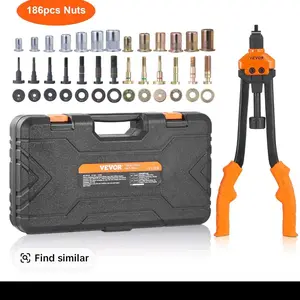 VEVOR 16" Rivet Nut Tool, Labor-Saving Rivnut Tool Kit with 13PCS Metric & SAE Mandrels, 186PCS Rivet Nuts,M3, M4, M5, M6, M8, M10, M12, 1/4-20, 5/16-18, 3/8-16,1/2-13, 8-32, 10-24 With Carrying Case