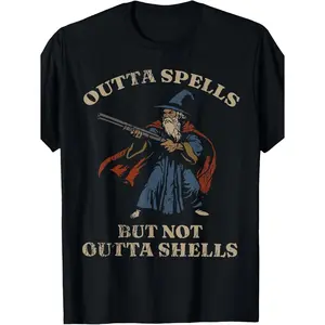 Outta Spells But Not Outta Shells Wizard Fantasy Meme T Shirt