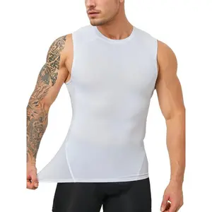 1/3 piece men's solid color shapewear vest, breathable back mesh comfortable shapewear sleeveless tight fitting shirt, suitable for gym exercise, running and fitness training, store discountRAIMENTRY