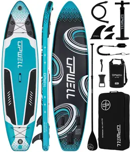 UPWELL 11"/34'/6" Inflatable Paddle Board, Stand Up Paddlboard for Youth & Adults, Stable Design, Premium SUP Accessories, Backpack, Leash, Hand Pump, Fins