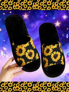 Sunflower Print Home Shoes for Women & Men, Easter Birthday Gift, Comfortable Non-Slip Indoor Slippers, Multi-Color Couple Shoes