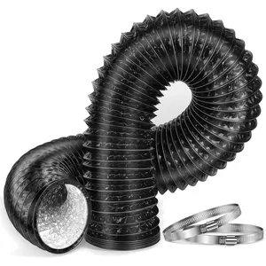 [New Deal] 4-Inch 6.55-Feet Long（200cm）Dryer Vent Hose, Thickened aluminium foil flexible aluminium ducting with 2 hose clamps for HVAC, grow tents, kitchen fresh air and exhaust air, bathroom exhaust., Kitchen Exhaust