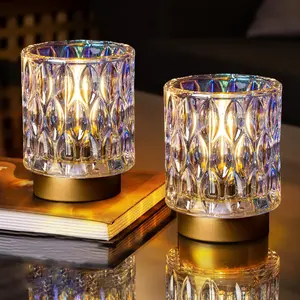 Battery Operated Table Lamps Timer, Mini Crystal Lamp for Area No Plug, Cordless Lamp with LED Bulb for Power Outage, Decorative Lamps for Tabletop/Corner/Entryway/Stairway/Bathroom/Fireplace