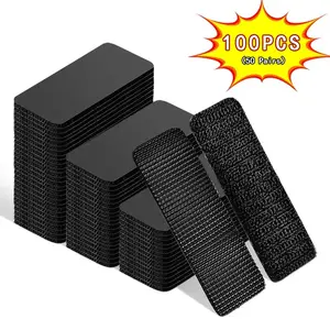 100 PCS （50 Pairs)）Heavy Duty Hook and Loop Strips, Double Sided Reusable Adhesive Mounting Tape for Wall Hanging, Picture Frames, Cable Organizer, DIY Home Use | Strong Holding Power,  Multi-Surface Compatible Household Mount Supplies