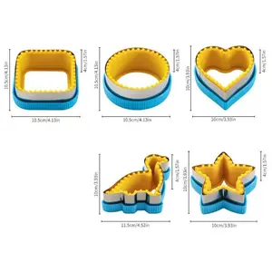 Sandwich Maker, 5 Count Sandwich Cutters for Kids Lunch,Crustless Breakfast Sandwich Cutter and Sealer Set Great for Children Boys Girls Lunchbox and Bento Box, Heart - Shaped + Round + Square + Dinosaur + Star