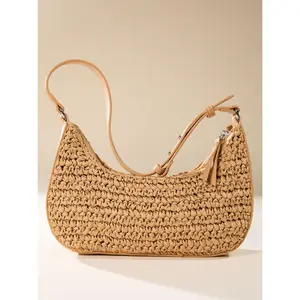Altar’d State Pura Vida Straw Shoulder Bag – Woven Straw Tote, Summer Beach Bag, Boho Vacation Handbag, Coastal Aesthetic
