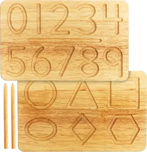 Montessori Wooden Numbers and Shapes Complements Wooden Letter Tracing Board