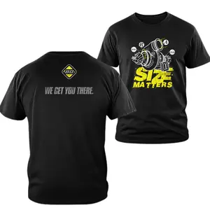 BD Diesel Size Matters Graphic T-shirt, 2 Sides Turbocharger Blueprint Illustration with We Get You There Slogan, Soft Cotton Blend Workwear Tee for Men Women Diesel Performance Fans Gift