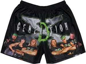 Wrestling WWE Men Shorts Generation Print Summer Casual Gym Sports Wear Streetwear Loose Fit Comfortable Athletic WWE Mesh Shorts Wrestling Fan Gear