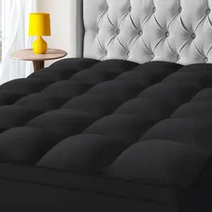 Mattress Topper, Extra Thick Mattress Pad Cover for Deep Sleep,3D+7D Snow Down Alternative Fill Overfilled Plush Pillow Top Mattress with 8-23 Inch Deep Pocket-Black