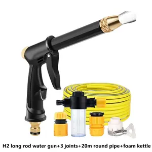 65ft Household Car Wash Water Gun, Garden Hose, Car Wash Hose Kit with Extended Reach Pole Gun, 3 Quick-Connect Fittings & Foam Sprayer Bottles for Outdoor Cleaning, Lawn Care, and Vehicle Washing, Car Wash Equipment, Car Wash Accessory