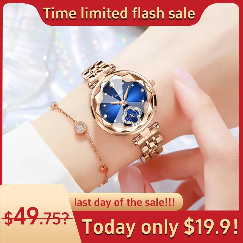 【Fallsale】 Women's Elegant Crystal Watch with Four-Leaf Clover Diamond Dial Water-Resistant Scratch-Resistant Adjustable Strap Fashionable Design TikT
