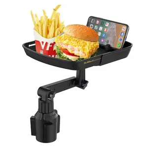 ￼ Car Tray Table Holder Car Dining Tray for Drinks Coffee Snacks Food Organizer Cup Slot Phone Stand Vehicle Use