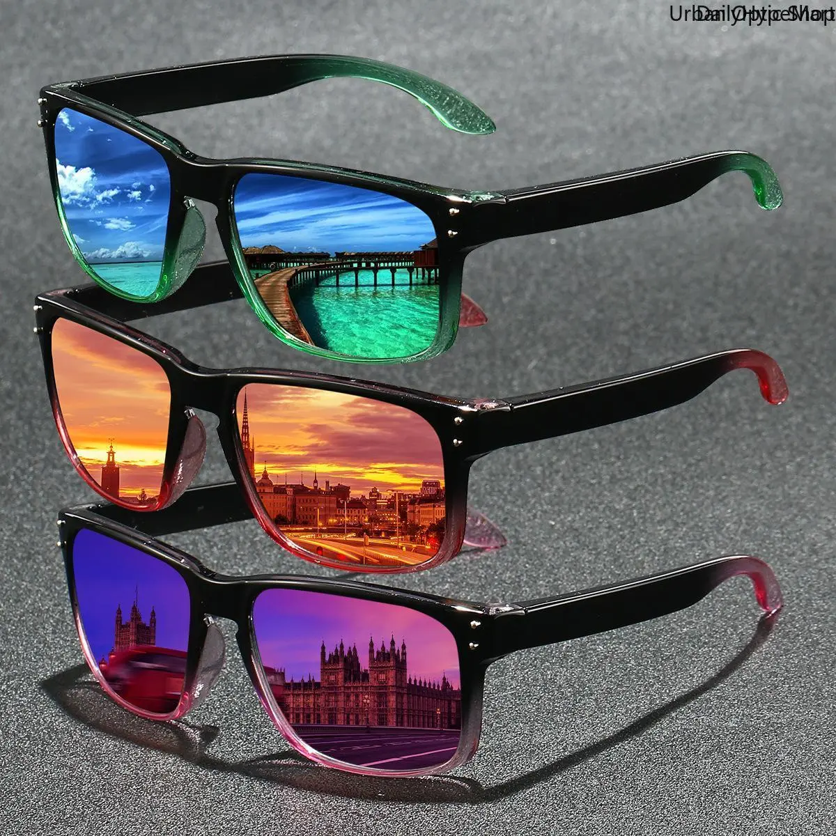 3pcs Chunky Square Trendy Sporty Sunglasses - UV400 Gradient Mirrored Tinted Lenses, Street Style Shades, Sunglasses for Driving, Daily Outdoor Use, Trendy Casual Sunglasses, Uv Blocking Sunglasses