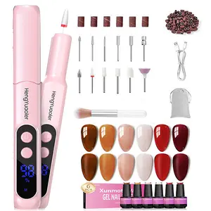 HengYuaoler Electric Nail Drill + 6-Color Gel Polish Set – Portable Nail Kit for Acrylic, Gel & Dip Powder, Quick Dry Manicure & Pedicure, Home Salon Essentials (Series A – 002)