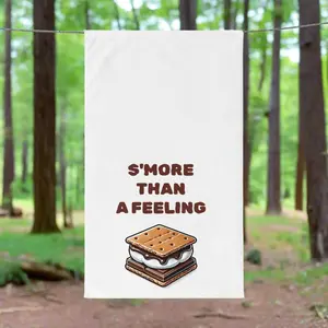 Funny S'mores Hand Towel, "S'more Than a Feeling" Camp Kitchen Decor, Gift for Campers & Bakers Cotton Cozy