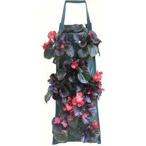 Suspension Strawberry Planting Bag with 8 Holes, Handle Included, Outdoor Hanging Planter, Suitable for Strawberries, Herbs, Vegetables