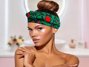Satin Lined Hair Wrap – Green Animal Print Edge Protection Headband, Hair bow, Hair accessories, Edge Control, Edge Control Natural
