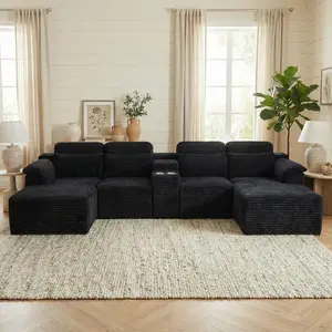 147" Modular Sectional Sofa  with Cup Holder Console, Oversized U Shaped Sectional Couches, high quality furniture Deep Seat Free Combination Floor Couch, No Assembly Large Corner Sofa for Living Room Family Apartment