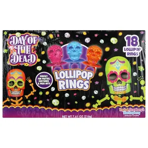 Skull Lollipop Rings – 18 Pack Candy Rings by Flix Candy, 7.61 oz Box – Halloween & Party Treats