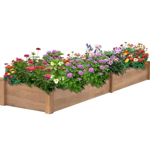 Petscosset 8x2Ft Raised Garden Bed – Planter Box for Outdoor Plants, Fir Wood Garden Beds for Vegetable, Herb, and Flower Cultivation – Easy Assemble