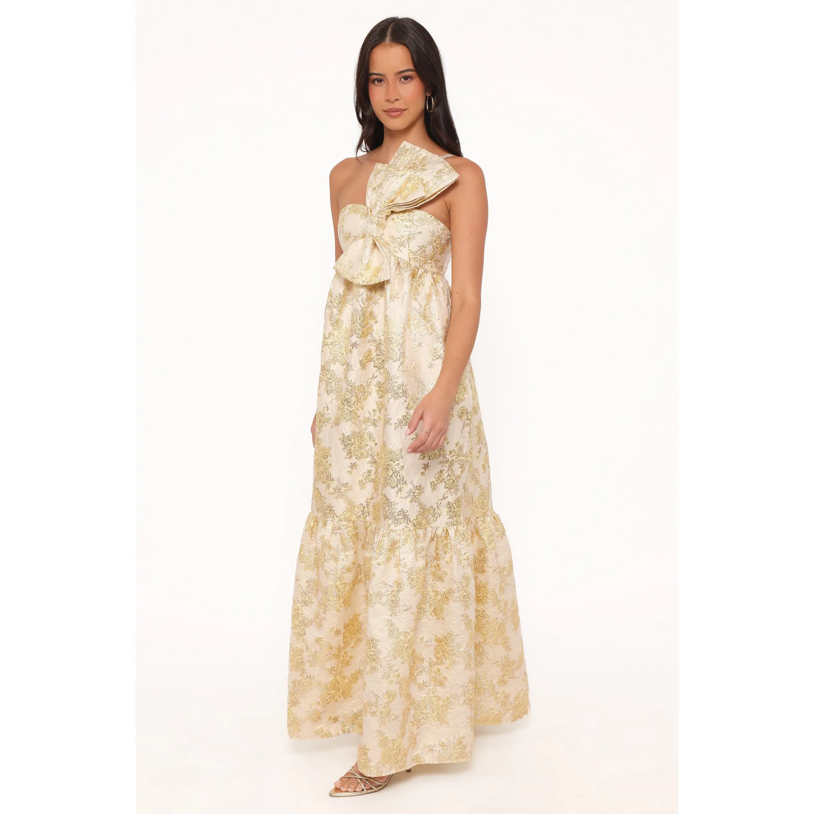 Betina Bow Front Maxi Dress - Yellow Brocade - TikTok Shop Betina Bow Front Maxi Dress - Yellow Brocade - TikTok Shop