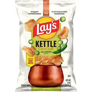 Lay’s Kettle Cooked Jalapeño Potato Chips, 8 oz Bags, Pack of 3