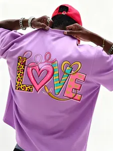 Love Sweet Words Style Text Pattern Valentine's Day Couple Matching T-Shirt, Casual Long Sleeve Hoodie for Men, Perfect Gift