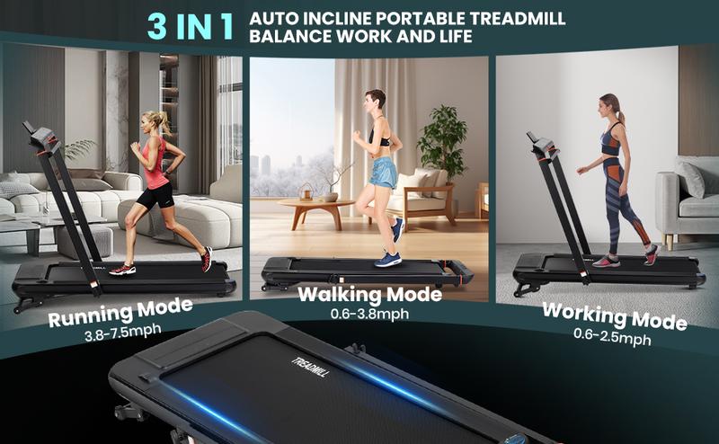 GARVEE 2-in-1 Foldable Under Desk Walking Treadmill with 15% Auto Incline, Handle Bar, LED Display, 7.5 MPH Max Speed, and 2.5HP Portable Motor for Home Use GARVEE 2-in-1 Foldable Under Desk Walking Treadmill with 15% Auto Incline, Handle Bar, LED Display, 7.5 MPH Max Speed, and 2.5HP Portable Motor for Home Use