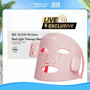 【LIVE EXCLUSIVE】INIA GLOW Wireless LED Face Mask, 2-Year Warranty, Portable and Rechargeable for LED Facial Mask Skincare at Home and Travel, The Ultimate Gift Choice for this Season