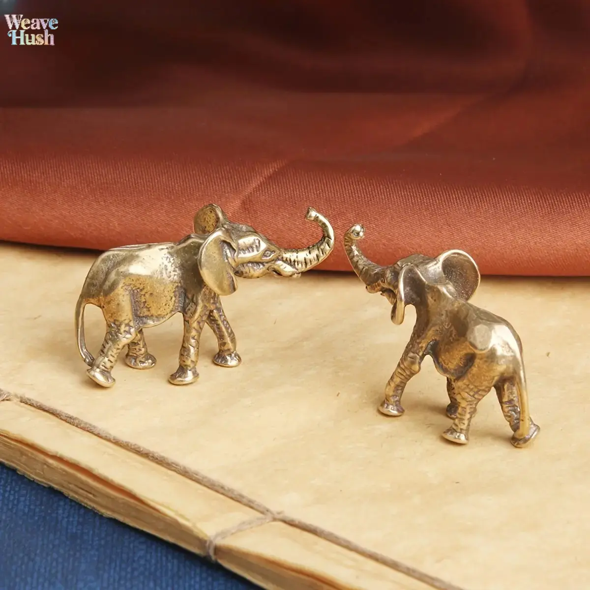 2pcs Retro Distressed Elephant Ornaments, Exquisitely Carved Lucky Mascot Desktop Decor, Symbolizing Prosperity & Blessings, Smooth Polished Surface, Ideal for Home Living Room Display, Personal Collection & Holiday Gift Giving,summervibes