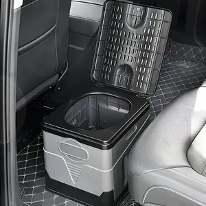 Portable folding toilet, outdoor emergency bedpan with lid, suitable for hiking, cars, and tour buses.