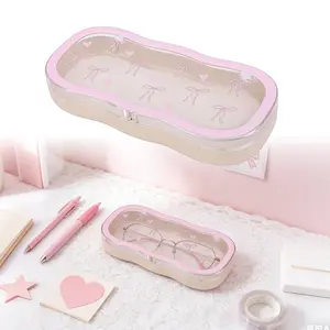 Cute Pink Heart Bow Glasses Case for Girls - Shockproof Hard Plastic Shell, Magnetic Closure, Lightweight Eyewear Storage for Sunglasses/Blue Light Glasses | Aesthetic Outfit Accessory & Perfect Holiday Gift