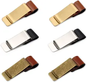 4 count Retro Style Pen Loop Clip Traveler Notebook Leather Pen Holder with Stainless Steel Clip Designed for Notebooks,Journals,Calendars(Random Styles)