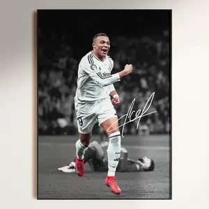 Mbappe Poster - Signed Kylian Mbappe Art, Professional Soccer Star Poster, Premium Wall Decor for Fans