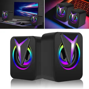 Dazone Computer Speakers USB Powered with LED Colorful Light for Desktop PC, Monitor, Laptop