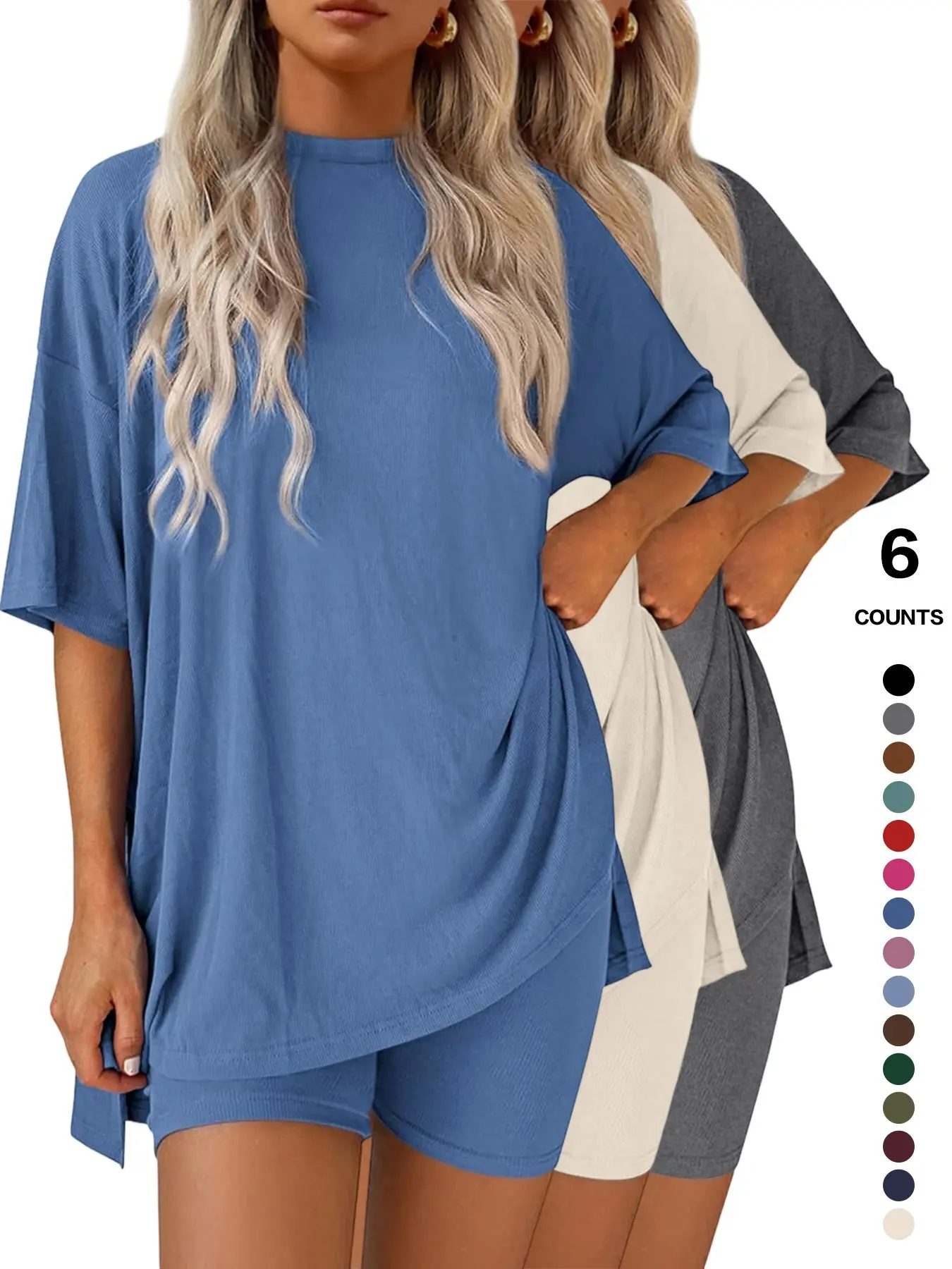 Lounge Set Cozy Mama Set, Women 2 Piece, Oversized Crew Neck T-Shirts for Comfort and Style Lounge Set Cozy Mama Set, Women 2 Piece, Oversized Crew Neck T-Shirts for Comfort and Style