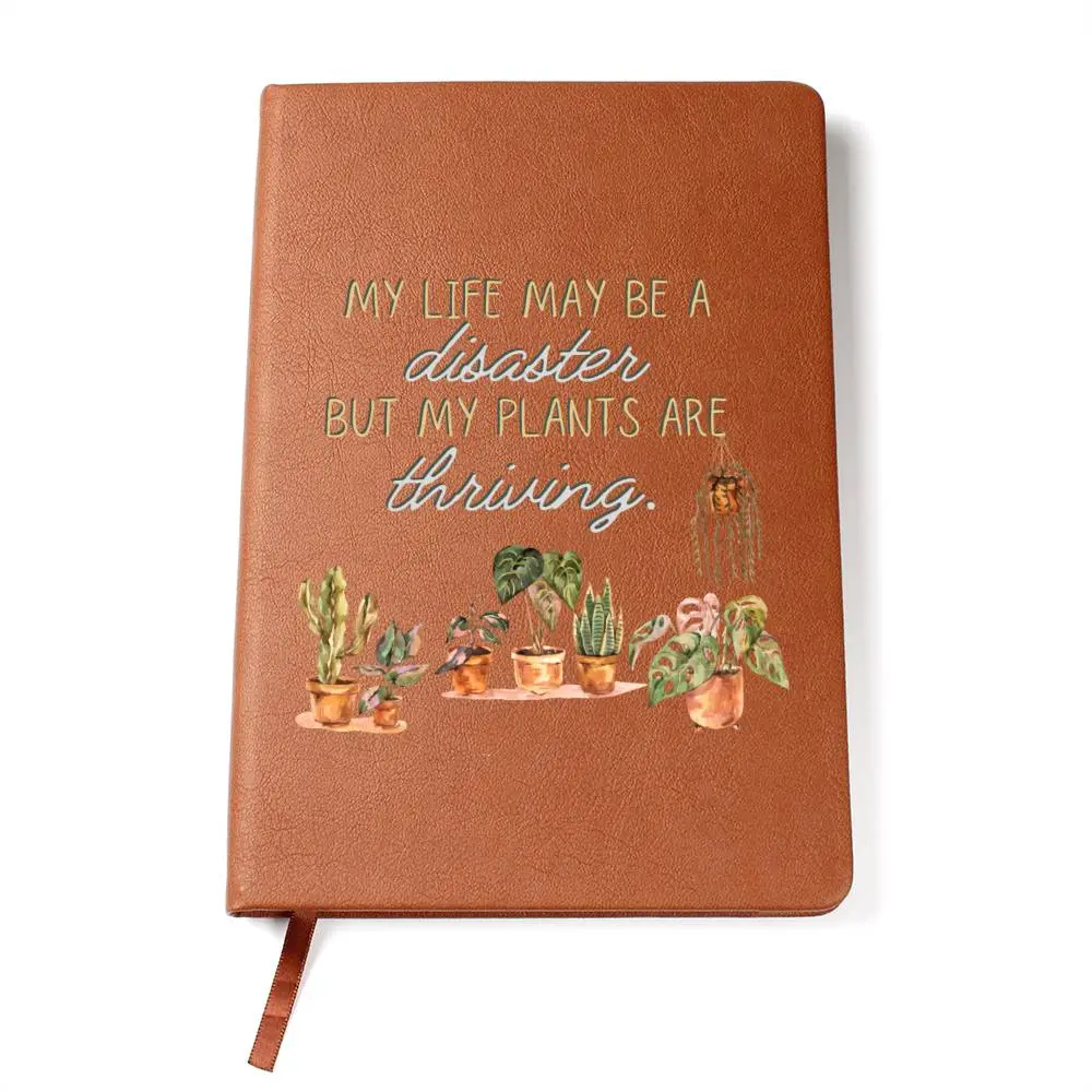Custom Printed Faux Vegan Leather Journal with Botanical Art for Plant Lovers, 5.8"x8.5"x1.6", 200 Lined Pages, Ribbon Bookmark, 11.33 oz Plant Logging Office Stationery Notebook, Faux Leather, 5.8" X 8.5" X 1.6"