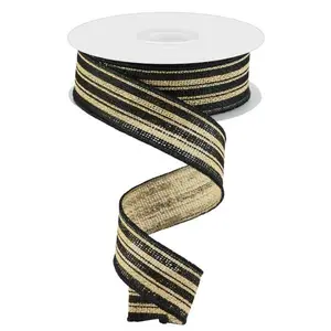 1.5" x 10yd Vertical Stripe/Faux Burlap