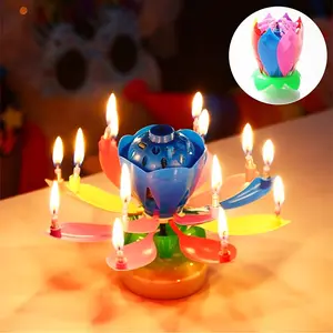 Lily Music Birthday Candle, Creative Rotating Singing Lotus Lamp, Ideal for Birthdays, Family Gatherings, Special Occasions