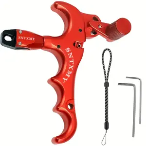 Red 360° rotatable thumb release, bow release suitable for compound bows, used for triggering the release of compound bow arrows.