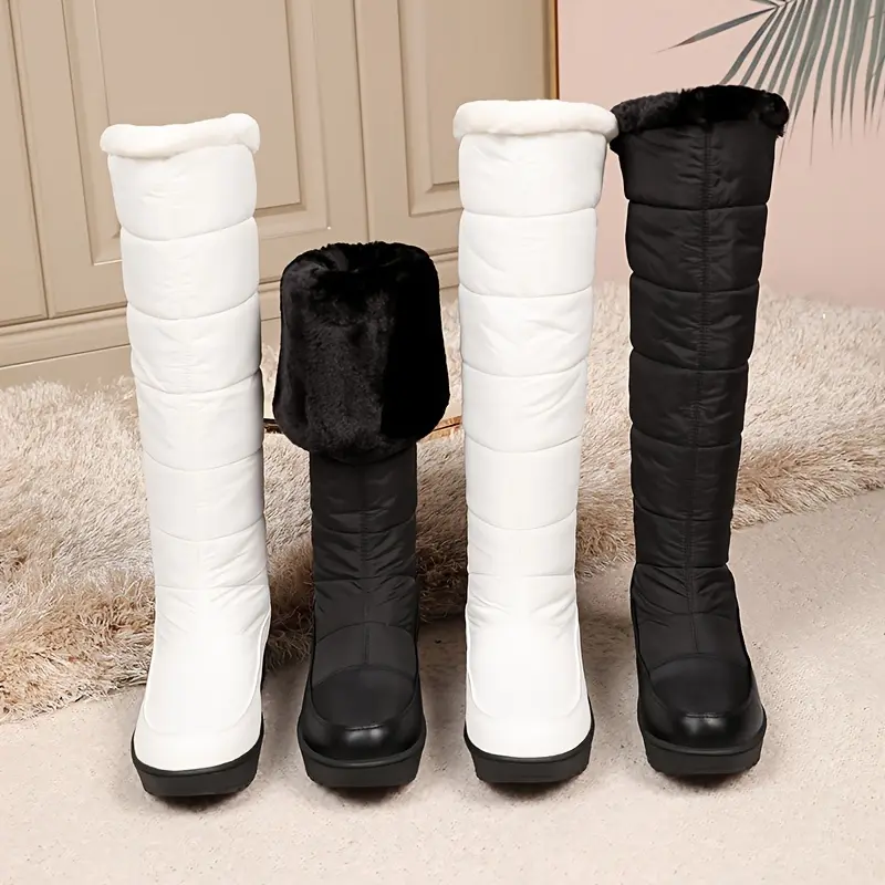 New White Snow Boots for Women, Winter Warm Non-Slip Outdoor Boots, Thickened Mid-Calf Flat Sneakers