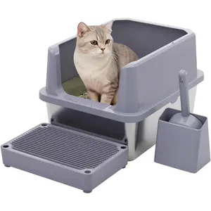 Cat litter box: pink stainless steel material, does not retain odors - easy to rinse and clean, non-perforated design - open top design - 11.6inch high sides - 17.3"x13.5" - comes with a scoop - suitable for single apartments/bathrooms