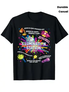 VBS Crew 2026 Illumination Station Vacation Bible School T-Shirt, Casual Round Neck Tee for Men's And Women's, Spring Summer Holiday Apparel Clothing, Durable Summer Clothing Best Gift for Boy Girl, PLUS SIZE