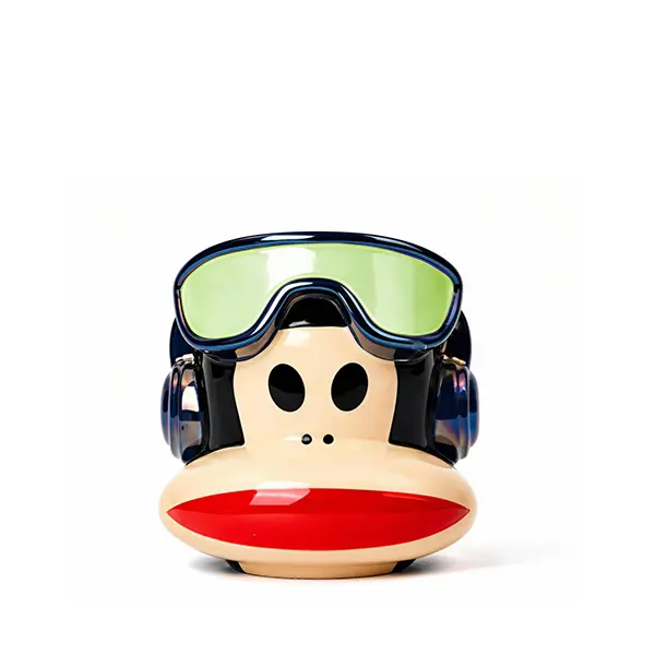 【Paul Frank】Limited Edition N-31 17oz Hand Made Retro Hand-Painted Striped Ceramic Coffee Mug Heat Resistant Non-Slip Cup for Hot Cold Drinks Funny Ceramic Coffee Mug， Cup for Women Men