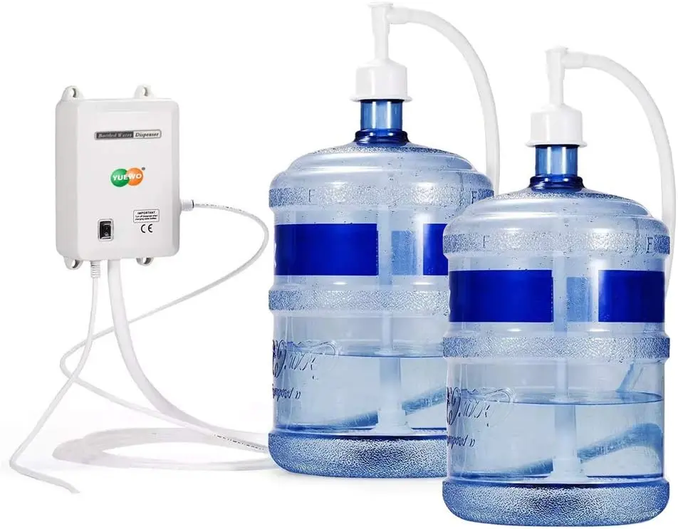 YUEWO Bottle Water Dispenser Pump System 20ft with 110V AC US Plug for 5 Gallon Bottle, 5 Gallon Water Jug, Single & Double Tube (Double Tube)