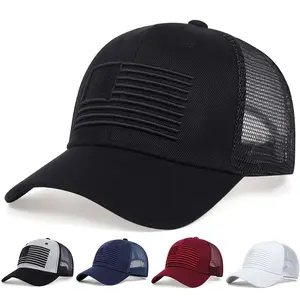 1pc Men's American Flag Baseball Cap - Adjustable, Mesh, Sun Protection for Outdoor Travel and Casual Wear