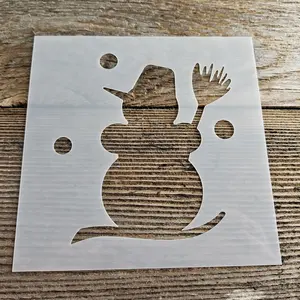 Snowman Stencil Reusable Cookie Decorating Craft Painting Windows Signs Mylar Many Sizes Christmas Winter Snowman with Broom 6"